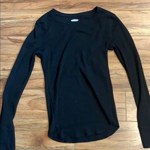 Old Navy Black Long Sleeve Waffle Top